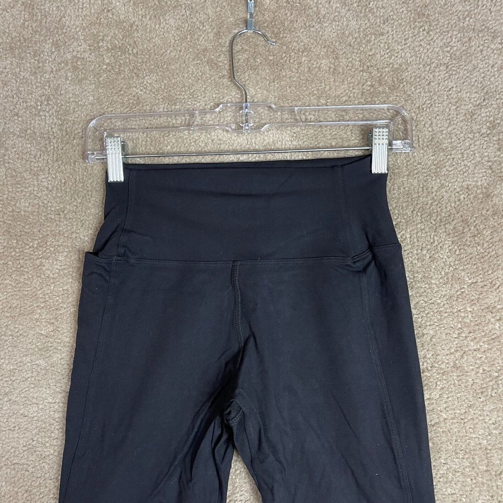 American Giant Crop Power Leggings Womens Size 4 Black Performance Side Pocket - Picture 3 of 11